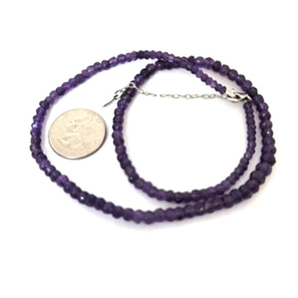 New Purple African Amethyst Bead Faceted Necklace 75cttw 18" 2" - Picture 6 of 6